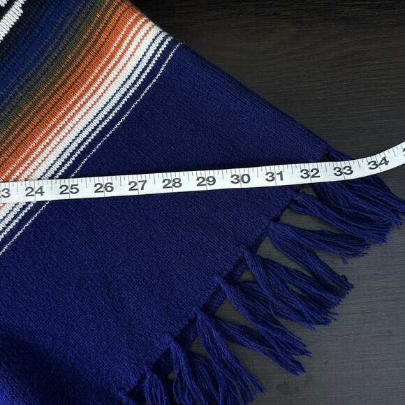 Vintage Poncho Sweater Womens Southwest Aztec Fringe Blanket Tassel Western Boho - Picture 6 of 8